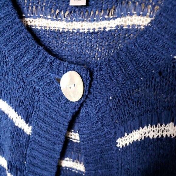 Marc New York Textured Blue White Stripe Cardigan - Picture 3 of 7
